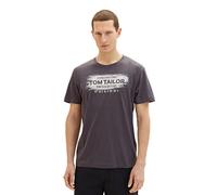 TOM TAILOR Men's 1037990 T-Shirt with Logo Print, 10899-Tarmac Grey, L