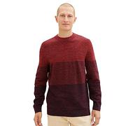 TOM TAILOR Men's 1038212 Cotton Crewneck Knit Sweater, 32795-Red Multi Structure Design, XL