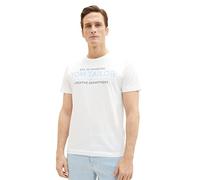 TOM TAILOR Men's 1038663 T-Shirt with Logo Print, 20000-White, XXL