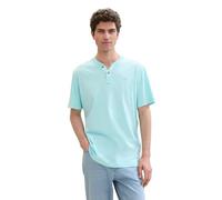 TOM TAILOR Men's 1040957 Washed Serafino T-Shirt, 34921-Caribbean Turquoise, S