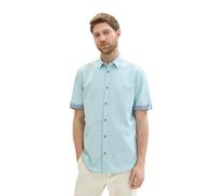 TOM TAILOR Men's 1041367 Regular fit Shirt with All-Over Print, 35427-Turquoise Geometric Design, S