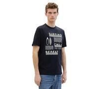 TOM TAILOR Men's 1041787 Basic T-Shirt with Print, 10668-Sky Captain Blue, XXL