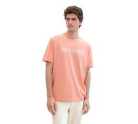 TOM TAILOR Men's 1041816 Basic T-Shirt with Logo Print, 12642-Hazy Coral Rose, XXL