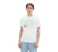 TOM TAILOR Men's 1041817 Basic T-Shirt with Summer Prints, 20000-White, XL