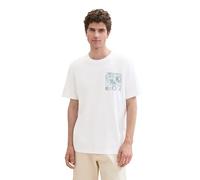 TOM TAILOR Men's 1041825 Basic T-Shirt with Textured Print, 20000-White, L