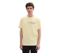 TOM TAILOR Men's 1041855 Basic T-Shirt with Logo Print, 34585-Light Yellow, L