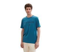 TOM TAILOR Men's 1041871 Basic T-Shirt with Logo Print, 13353-Moes Blue, M