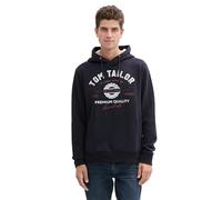 TOM TAILOR Men's 1043292 Hoodie Sweatshirt with Logo Print, 10668-Sky Captain Blue, 3XL