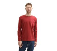 TOM TAILOR Men's 1043414 Basic Long-Sleeved Shirt with Chest Pocket, 13721-Burgundy Dark Red, M