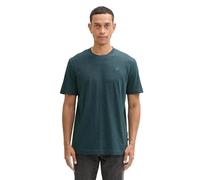 TOM TAILOR Men's 1044016 Basic T-Shirt with Logo Embroidery, 24704-Deep Green Lake Melange, XS