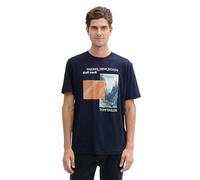 TOM TAILOR Men's 1044032 T-Shirt with Photo Print, 10668-Sky Captain Blue, L