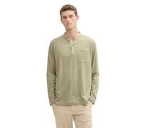 TOM TAILOR Men's 1044033 Serafino Long-Sleeved Shirt with Chest Pocket, 15615 Prairie Grass Green, XL