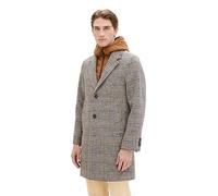 TOM TAILOR Men's 2-in-1 Checked Wool Coat with Removable Inner Jacket, 32523 - Beige Brown Wool Check, L