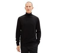 TOM TAILOR Men's Basic Cotton Turtleneck Sweater, 29999-Black, L