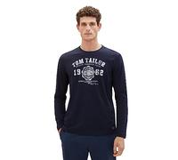 TOM TAILOR Men's Basic Long-Sleeved Shirt with Script Print, 10668-sky Captain Blue, XXL