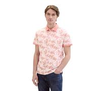 TOM TAILOR Men's Basic Polo Shirt with Summer All-Over Print, 35579 - Coral White Leaf Design, XL