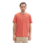 TOM TAILOR Men's 1041785 Basic Serafino T-Shirt with Stripes, 35600-Marocco Orange Fine, 3XL