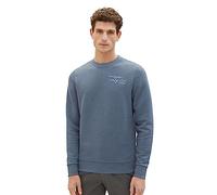 TOM TAILOR Men's Basic Sweatshirt with Script Print, 11565-dusty dark teal melange, XL