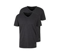TOM TAILOR Men's Basic T-Shirt in Double Pack with V-neck 1008639, 11086 - Dark Grey Melange, M