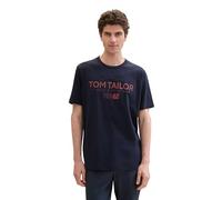 TOM TAILOR Men's Basic T-Shirt with Logo Print, 10668 - Sky Captain Blue, S