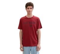 TOM TAILOR Men's Basic T-Shirt with Logo Print, 13721 - Burgundy Dark Red, M