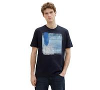 TOM TAILOR Men's Basic T-Shirt with Print, 10668 - Sky Captain Blue, 3XL