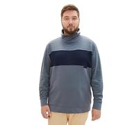 TOM TAILOR Men's Colorblock Sweatshirt Look, 32437-dusty Dark Teal Spacedye, 4XL