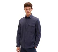 TOM TAILOR Men's Dobby Overshirt Shirt with High Stretch, 32374-navy Zig zag Structure, XL