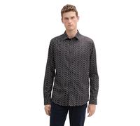 TOM TAILOR Men's Fitted Shirt with Stretch, 36645 - Stormy Blue Stroke Design, L