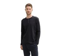 TOM TAILOR Men's Henley Long-Sleeved Shirt, 10916 - Almost Black, XXL