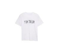TOM TAILOR Mens Logo Print T-Shirt, 20000 - White, L
