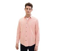 TOM TAILOR Men's 1041353 Regular fit Dobby Shirt with Stripes, 35384-Orange White, M