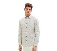 TOM TAILOR Men's Regular fit Shirt with Pattern, 32295-Off White Grid Design, L