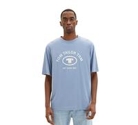 TOM TAILOR Men's Relaxed Fit T-Shirt with Logo Print, 12364 - Greyish Mid Blue, S