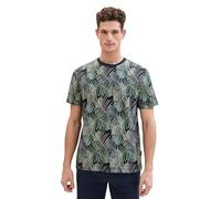 TOM TAILOR Men's 1040946 T-Shirt, 35095-Navy Multicolor Leaf Design, XL