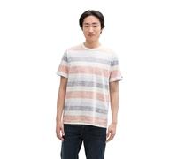 TOM TAILOR Men's T-Shirt, 38130 - Orange Multi Colour Stripe, M