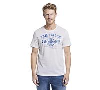 TOM TAILOR Men's T-Shirt with Logo Print 1008637, 20000 - White, L
