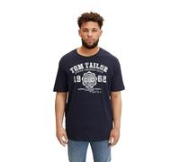 TOM TAILOR Men's T-Shirt with Logo Print 1015876, 10690 - Knitted Navy, 4XL Große Größen