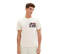 TOM TAILOR Men's T-Shirt with Print Made of Cotton, 18592-vintage Beige, L