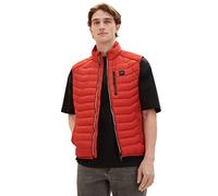 TOM TAILOR Men's Vest Hybrid Quilted Waistcoat with Stand-up Collar, 13722-Rooibos Orange, M