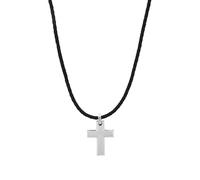 Tom Tailor necklace with pendant for boys, stainless steel, 40+3 cm, silver, cross pendant, gift idea, comes in a jewelry gift box, 2100613