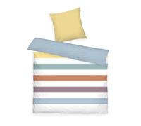 TOM TAILOR Renforcé Bed Linen, 2 x 80 x 80 cm + 200 x 220 cm, 100% Cotton/Renforcé, with Reversible Motif and Coloured Branded Zip, Colourful Stripes (Multi Colour)