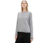 Tom Tailor Round Neck Pattern Knit Jumper Grey/off White