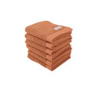 TOM TAILOR Set of 6 Guest Towels 30 x 50 cm 100% Cotton Terry Cloth with Hanger and Label with Logo Colour Bath Towel Orange (Dark Coral)