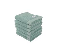 TOM TAILOR Set of 6 Guest Towels 30 x 50 cm 100% Cotton Terry Towel with Hanger and Label with Logo Colour Bath Towel Turquoise (Fresh Sage)