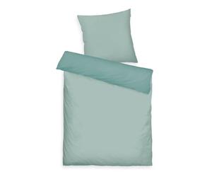 TOM TAILOR TWO -TONE SOLID COLORS Satin Bed Linen 80 x 80 cm + 155 x 220 cm, 100% Cotton/Satin, with Double Stitching on Pillow, Reversible Motif and Coloured Branded Zip, TWO Tone Solid Colours