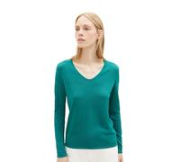 TOM TAILOR Women's 1012976 Basic Knitted Jumper with V-Neck, 21178 Ever Green, S