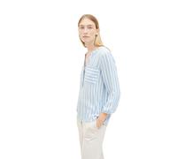 TOM TAILOR Women's 1016190 Blouse with Stripes and Chest Pockets, 35221 - Offwhite Blue Vertical Stripe, 16