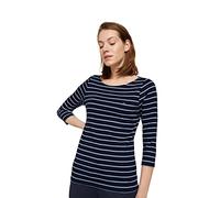 TOM TAILOR Women's 1032035 Long Sleeve with Embroidered Logo, 29950-Navy White Stripe, XXS