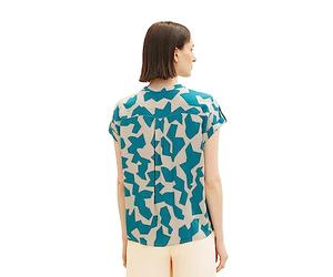TOM TAILOR Women's 1036709 Blouse, 32146 - Petrol Big Abstract Design, 32